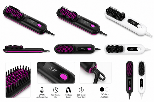 2-in-1 Hair Straightening Brush